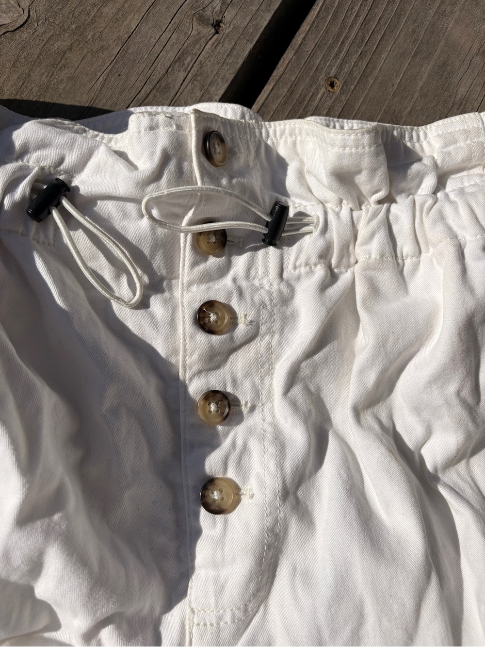 Urban Outfitters White Drawstring Button-Fly Pants
